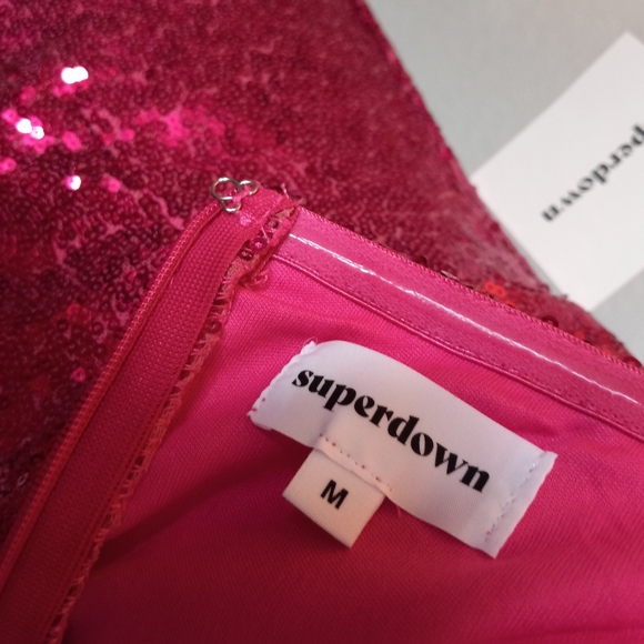 Superdown Hot Pink Strapless Sequin Mini - Picture 8 of 12